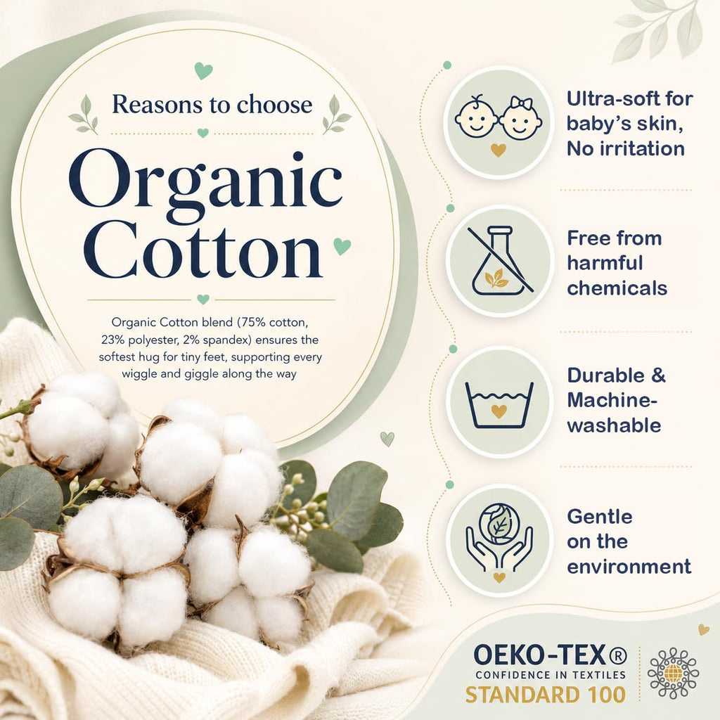 Mother's Choice Organic Cotton Baby Socks 0–6 Months, 12 Pairs Newborn & Infant Socks Soft Hypoallergenic Breathable Gentle On Delicate Skin Stretch Fit Comfortable Daily Essentials For Little Ones 🍁 All In One Marketplace Canada