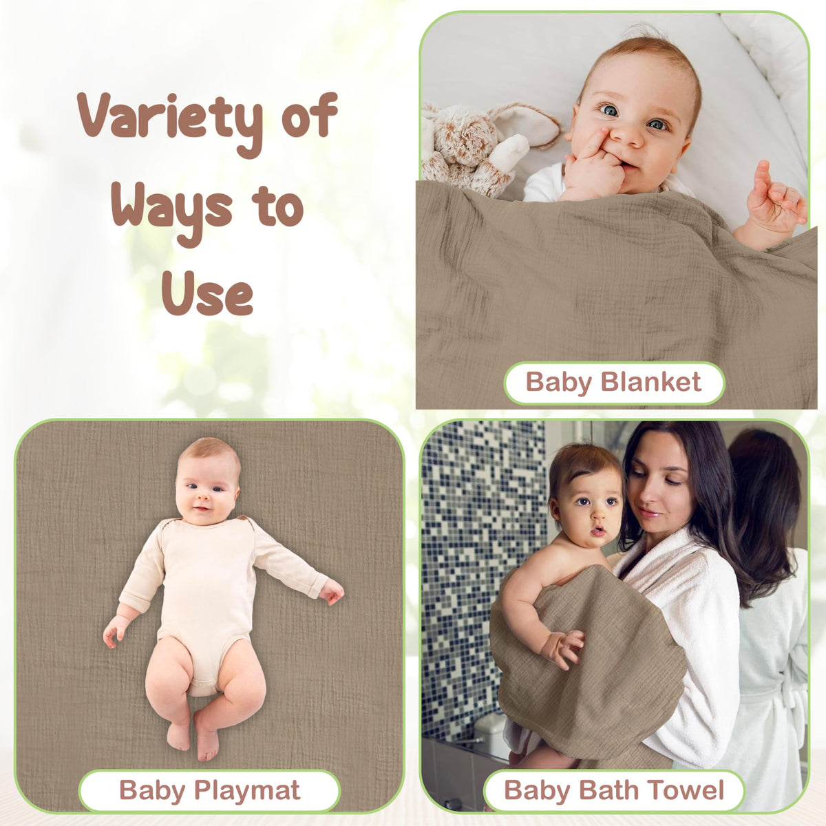100% Organic Cotton Muslin Hooded Baby Towels 2 Pack