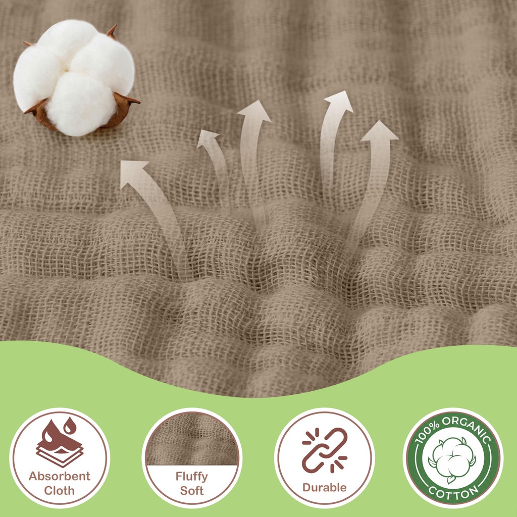 100% Organic Cotton Muslin Hooded Baby Towels 2 Pack