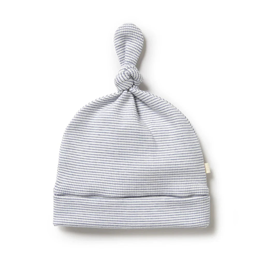 Organic Stripe Rib Knot Hat | Rain Drop | Wilson + Frenchy