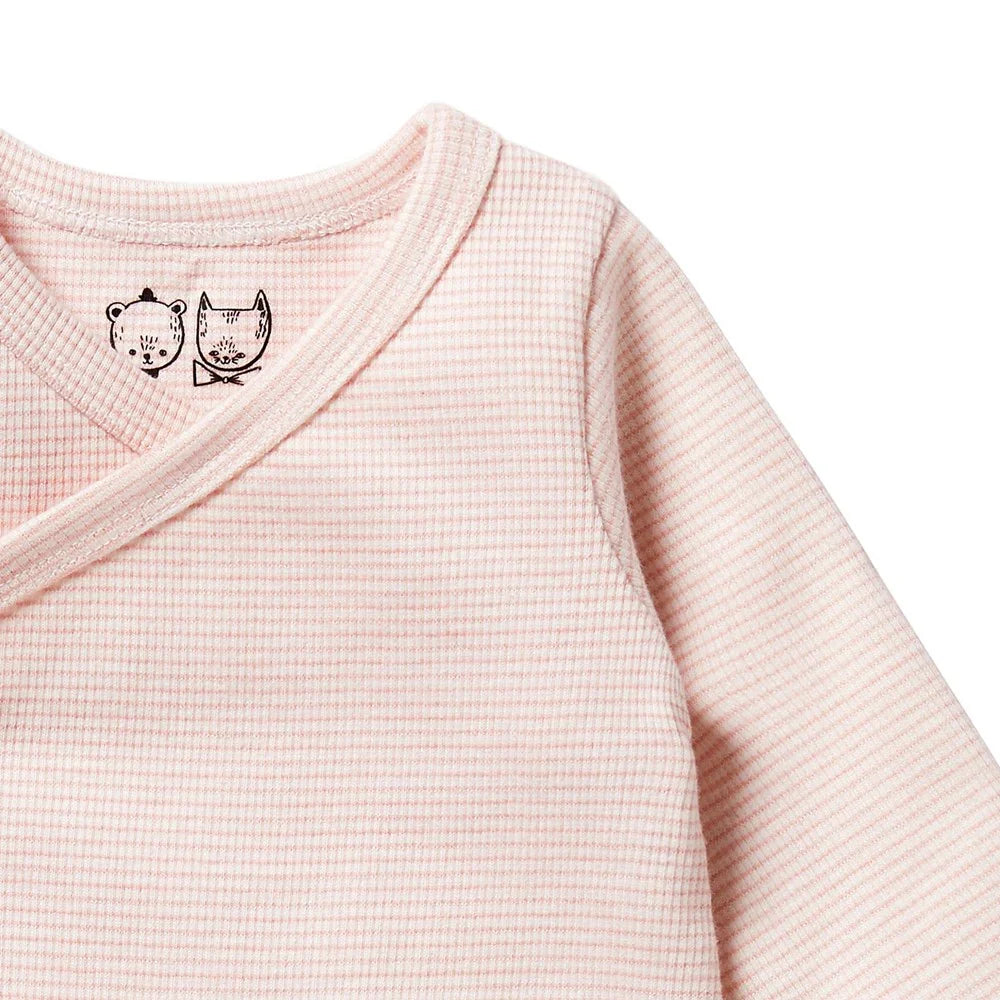 Organic Stripe Rib Kimono Bodysuit | Cantaloupe | Wilson + Frenchy